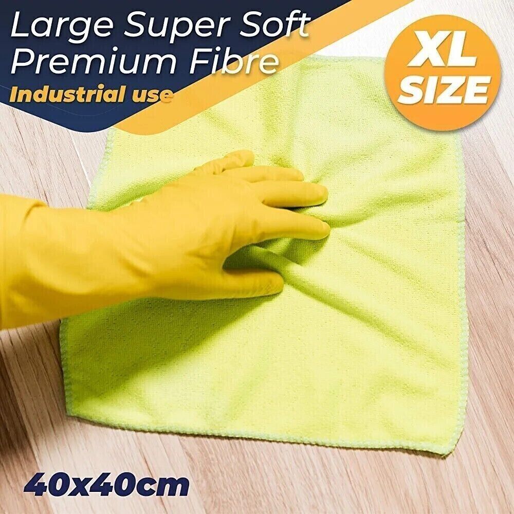 YELLOW BLUE CAR CLEANING DETAILING MICROFIBER SOFT POLISH CLOTHS TOWELS 40*40 CM