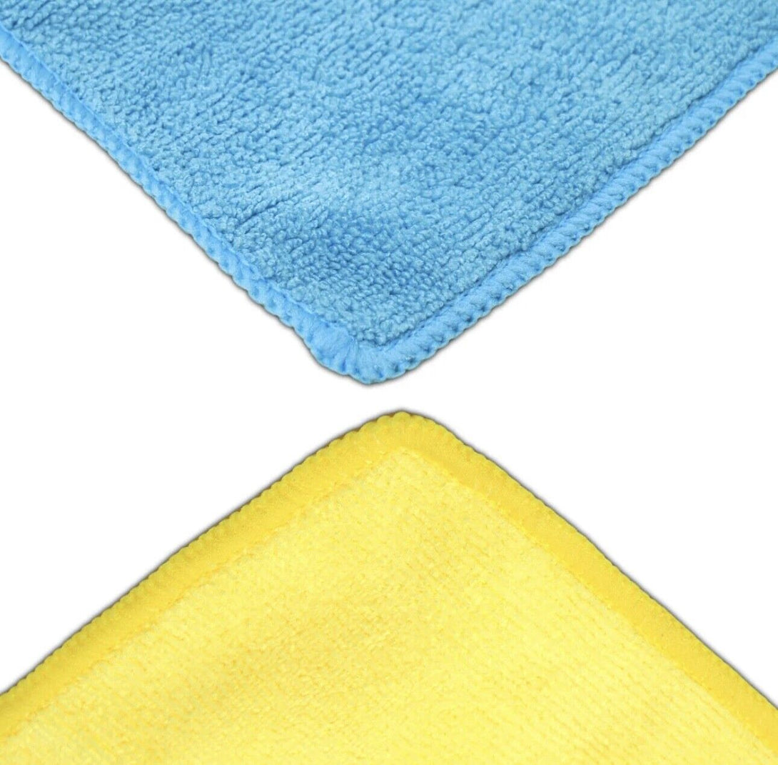 YELLOW BLUE CAR CLEANING DETAILING MICROFIBER SOFT POLISH CLOTHS TOWELS 40*40 CM