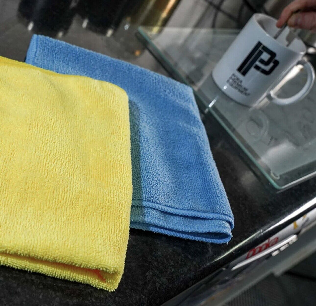 YELLOW BLUE CAR CLEANING DETAILING MICROFIBER SOFT POLISH CLOTHS TOWELS 40*40 CM