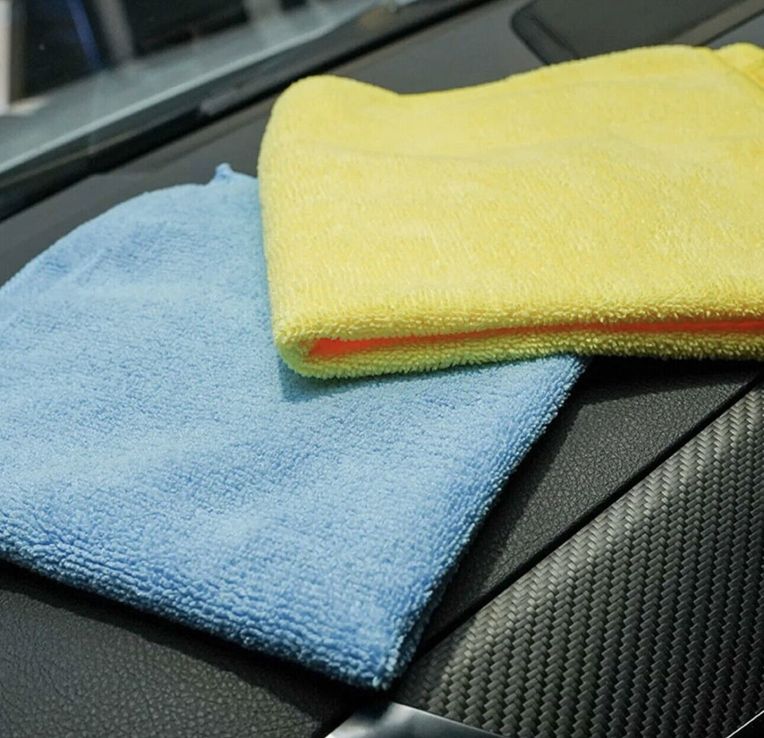 YELLOW BLUE CAR CLEANING DETAILING MICROFIBER SOFT POLISH CLOTHS TOWELS 40*40 CM