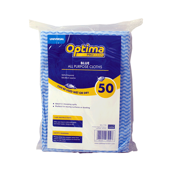 OPTIMA ALL PURPOSE CLOTHS- J CLOTH BLUE (ECONOMY)- PACK OF 50