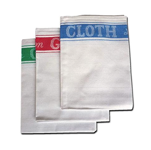 Pack of 10 Cotton Glass Cloth Tea Towel XL (50 x 70 cm) – Glass Polishing Cloth for Drying up Cloths - Colour Coded Cleaning Cloths – Catering Professional Tea Towels