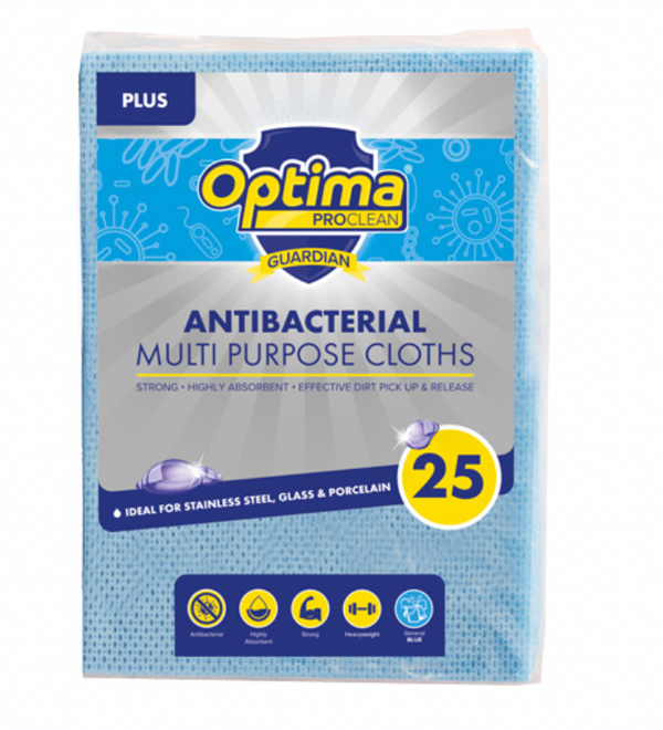 OPTIMA GUARDIAN "PLUS" ANTIBACTERIAL CLOTHS - BLUE