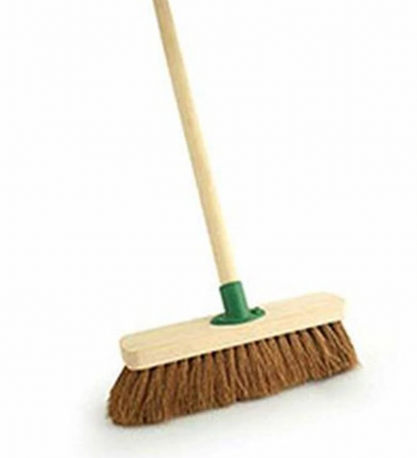 12" COCO SOFT WOODEN BROOM & HANDLE - COMPLETE SET