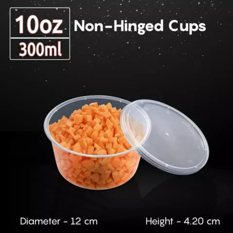 Transparent Plastic Food Containers |300ml (10oz) | Microwave & Freezer Safe, BPA Free | Meal Prep, Takeaway- Pack Of 250